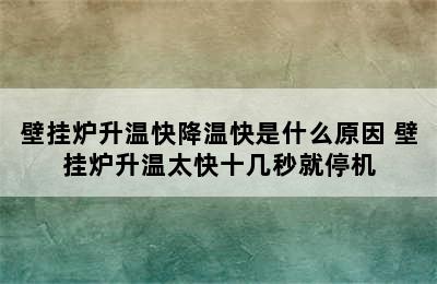 壁挂炉升温快降温快是什么原因 壁挂炉升温太快十几秒就停机